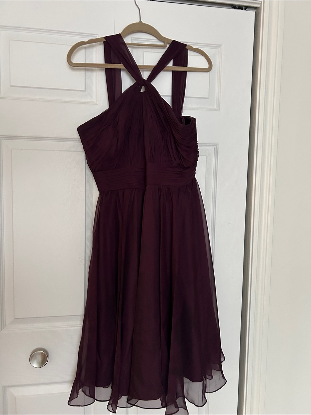 le chateau Plum Sleeveless Cross-Back Chiffon Midi Dress